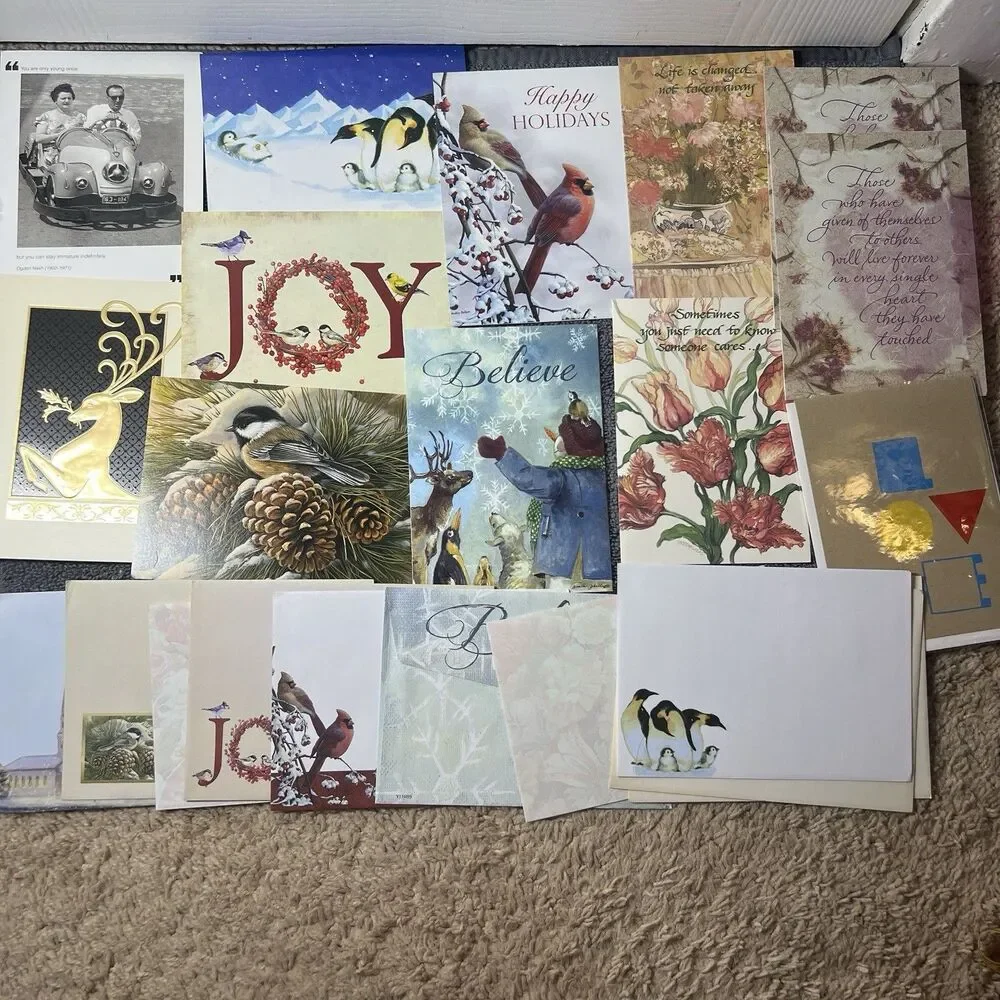 Lot 12 Assorted Greeting Cards with Envelopes Christmas Sympathy Floral NEW